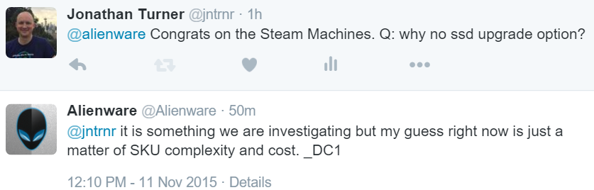 Image of Alienware blaming lack of consumer choice on SKU complexity